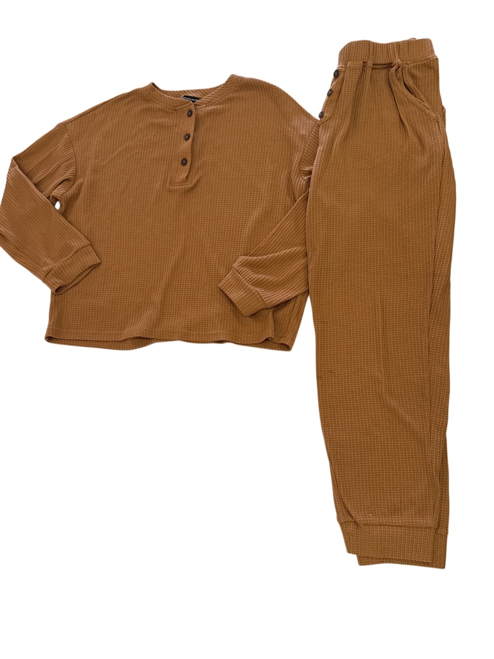 Like new!! Women's pretty garden chic Waffle Knit lounge Set - Brown